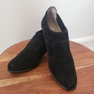 Ros Hommerson Womens Black Suede Ankle Booties Shoes SIZE 8 Block Heel Leather‎